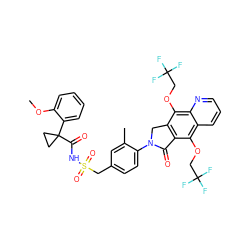 COc1ccccc1C1(C(=O)NS(=O)(=O)Cc2ccc(N3Cc4c(c(OCC(F)(F)F)c5cccnc5c4OCC(F)(F)F)C3=O)c(C)c2)CC1 ZINC000095608109