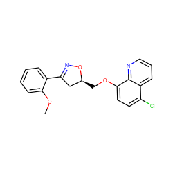 COc1ccccc1C1=NO[C@@H](COc2ccc(Cl)c3cccnc23)C1 ZINC000001067504