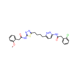 COc1ccccc1CC(=O)Nc1nnc(CCCCc2ccc(NC(=O)Cc3ccccc3Cl)nn2)s1 ZINC000169698445