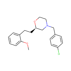 COc1ccccc1CC[C@@H]1CN(Cc2ccc(Cl)cc2)CCO1 ZINC000013579699