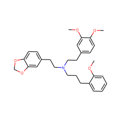 COc1ccccc1CCCN(CCc1ccc(OC)c(OC)c1)CCc1ccc2c(c1)OCO2 ZINC000653753054