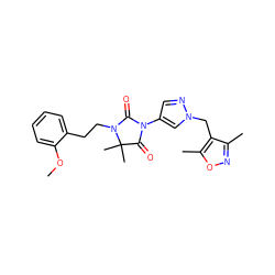 COc1ccccc1CCN1C(=O)N(c2cnn(Cc3c(C)noc3C)c2)C(=O)C1(C)C ZINC000116674941