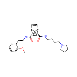 COc1ccccc1CCNC(=O)[C@@H]1[C@@H]2C=C[C@H]([C@H]1C(=O)NCCCCN1CCCC1)C21CC1 ZINC000168428822