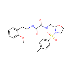 COc1ccccc1CCNC(=O)C(=O)NC[C@@H]1OCCN1S(=O)(=O)c1ccc(C)cc1 ZINC000012080774