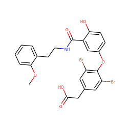 COc1ccccc1CCNC(=O)c1cc(Oc2c(Br)cc(CC(=O)O)cc2Br)ccc1O ZINC000014969340