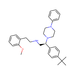 COc1ccccc1CCNC[C@H](c1ccc(C(C)(C)C)cc1)N1CCN(c2ccccc2)CC1 ZINC000028522476