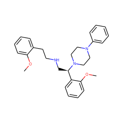 COc1ccccc1CCNC[C@H](c1ccccc1OC)N1CCN(c2ccccc2)CC1 ZINC000028523986