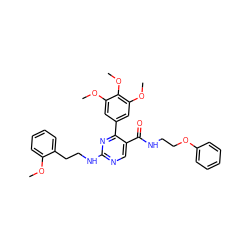 COc1ccccc1CCNc1ncc(C(=O)NCCOc2ccccc2)c(-c2cc(OC)c(OC)c(OC)c2)n1 ZINC000049881557