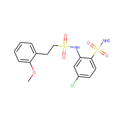 COc1ccccc1CCS(=O)(=O)Nc1cc(Cl)ccc1S(N)(=O)=O ZINC000148384115