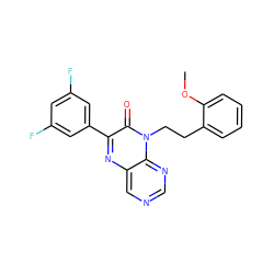 COc1ccccc1CCn1c(=O)c(-c2cc(F)cc(F)c2)nc2cncnc21 ZINC000004238550