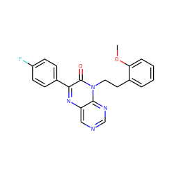 COc1ccccc1CCn1c(=O)c(-c2ccc(F)cc2)nc2cncnc21 ZINC000004238406