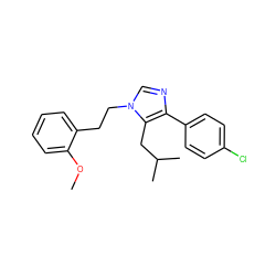 COc1ccccc1CCn1cnc(-c2ccc(Cl)cc2)c1CC(C)C ZINC000095598671