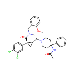 COc1ccccc1CN(C)C(=O)[C@]1(c2ccc(Cl)c(Cl)c2)C[C@H]1CN1CCC(NC(C)=O)(c2ccccc2)CC1 ZINC000066066196