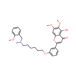 COc1ccccc1CN(C)CCCCCCOc1cccc(-c2cc(=O)c3c(O)c(OC)c(OC)cc3o2)c1 ZINC000473117372