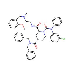 COc1ccccc1CN(C)CCNC(=O)[C@@H]1C[C@@H](C(=O)N(Cc2ccccc2)Cc2ccccc2)CCN1C(=O)N(c1ccccc1)c1cccc(Cl)c1 ZINC000095612085