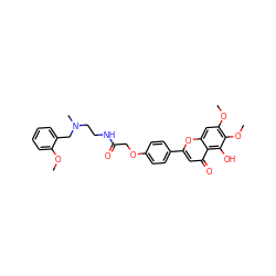 COc1ccccc1CN(C)CCNC(=O)COc1ccc(-c2cc(=O)c3c(O)c(OC)c(OC)cc3o2)cc1 ZINC001772614588