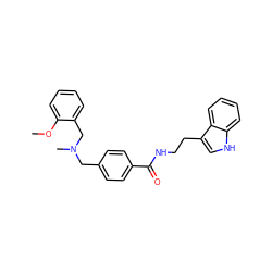 COc1ccccc1CN(C)Cc1ccc(C(=O)NCCc2c[nH]c3ccccc23)cc1 ZINC000169341980