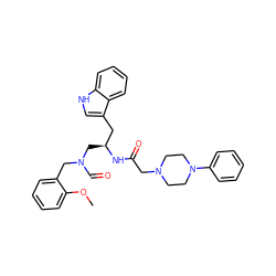 COc1ccccc1CN(C=O)C[C@@H](Cc1c[nH]c2ccccc12)NC(=O)CN1CCN(c2ccccc2)CC1 ZINC000027853054