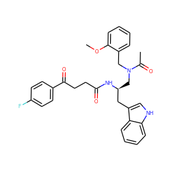 COc1ccccc1CN(C[C@@H](Cc1c[nH]c2ccccc12)NC(=O)CCC(=O)c1ccc(F)cc1)C(C)=O ZINC000029400393