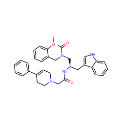 COc1ccccc1CN(C[C@@H](Cc1c[nH]c2ccccc12)NC(=O)CN1CC=C(c2ccccc2)CC1)C(C)=O ZINC000027850902