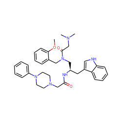 COc1ccccc1CN(C[C@@H](Cc1c[nH]c2ccccc12)NC(=O)CN1CCN(c2ccccc2)CC1)C(=O)CN(C)C ZINC000027860799