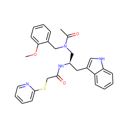 COc1ccccc1CN(C[C@@H](Cc1c[nH]c2ccccc12)NC(=O)CSc1ccccn1)C(C)=O ZINC000029389238