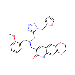 COc1ccccc1CN(Cc1cc2cc3c(cc2[nH]c1=O)OCCO3)Cc1nnnn1Cc1ccco1 ZINC000001373962