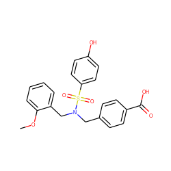 COc1ccccc1CN(Cc1ccc(C(=O)O)cc1)S(=O)(=O)c1ccc(O)cc1 ZINC000059084765