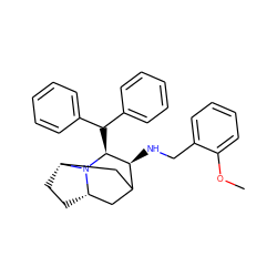 COc1ccccc1CN[C@H]1C2C[C@@H]3CC[C@H](C2)N3[C@H]1C(c1ccccc1)c1ccccc1 ZINC000058513386