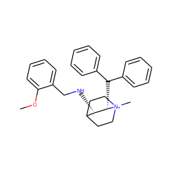 COc1ccccc1CN[C@H]1C2CC[N+](C)(CC2)[C@H]1C(c1ccccc1)c1ccccc1 ZINC000000605588