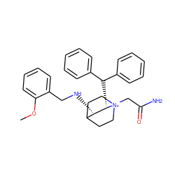 COc1ccccc1CN[C@H]1C2CC[N+](CC(N)=O)(CC2)[C@H]1C(c1ccccc1)c1ccccc1 ZINC000036323574