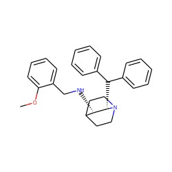 COc1ccccc1CN[C@H]1C2CCN(CC2)[C@H]1C(c1ccccc1)c1ccccc1 ZINC000019361055