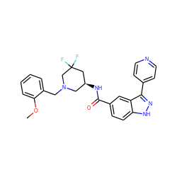 COc1ccccc1CN1C[C@H](NC(=O)c2ccc3[nH]nc(-c4ccncc4)c3c2)CC(F)(F)C1 ZINC000205025377