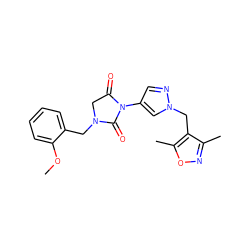 COc1ccccc1CN1CC(=O)N(c2cnn(Cc3c(C)noc3C)c2)C1=O ZINC000115732416