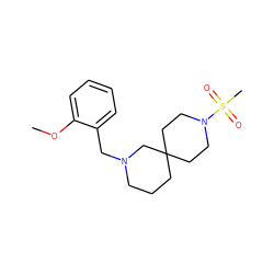 COc1ccccc1CN1CCCC2(CCN(S(C)(=O)=O)CC2)C1 ZINC000003955816