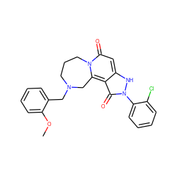 COc1ccccc1CN1CCCn2c(c3c(=O)n(-c4ccccc4Cl)[nH]c3cc2=O)C1 ZINC000073274910