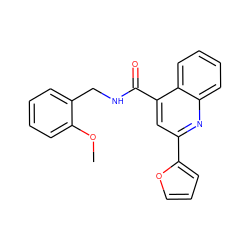 COc1ccccc1CNC(=O)c1cc(-c2ccco2)nc2ccccc12 ZINC000002631775