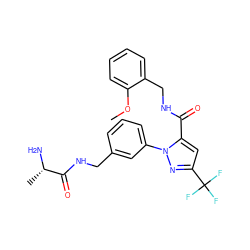 COc1ccccc1CNC(=O)c1cc(C(F)(F)F)nn1-c1cccc(CNC(=O)[C@H](C)N)c1 ZINC000040914018