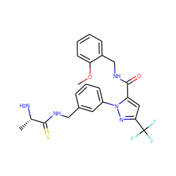COc1ccccc1CNC(=O)c1cc(C(F)(F)F)nn1-c1cccc(CNC(=S)[C@H](C)N)c1 ZINC000049089738