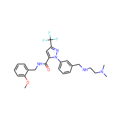 COc1ccccc1CNC(=O)c1cc(C(F)(F)F)nn1-c1cccc(CNCCN(C)C)c1 ZINC000049031536