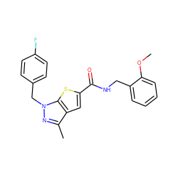 COc1ccccc1CNC(=O)c1cc2c(C)nn(Cc3ccc(F)cc3)c2s1 ZINC000002631126