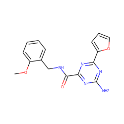 COc1ccccc1CNC(=O)c1nc(N)nc(-c2ccco2)n1 ZINC000045348000