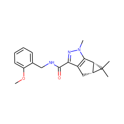 COc1ccccc1CNC(=O)c1nn(C)c2c1C[C@@H]1[C@H]2C1(C)C ZINC000211287484