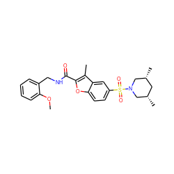 COc1ccccc1CNC(=O)c1oc2ccc(S(=O)(=O)N3C[C@@H](C)C[C@@H](C)C3)cc2c1C ZINC000009673198