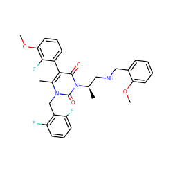 COc1ccccc1CNC[C@@H](C)n1c(=O)c(-c2cccc(OC)c2F)c(C)n(Cc2c(F)cccc2F)c1=O ZINC000028260190