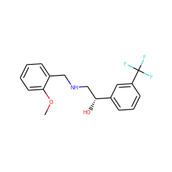 COc1ccccc1CNC[C@@H](O)c1cccc(C(F)(F)F)c1 ZINC000014966735