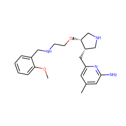 COc1ccccc1CNCCO[C@@H]1CNC[C@@H]1Cc1cc(C)cc(N)n1 ZINC000073309992