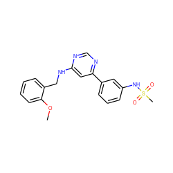 COc1ccccc1CNc1cc(-c2cccc(NS(C)(=O)=O)c2)ncn1 ZINC000004257446