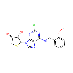 COc1ccccc1CNc1nc(Cl)nc2c1ncn2[C@@H]1SC[C@@H](O)[C@@H]1O ZINC000098186488