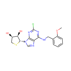 COc1ccccc1CNc1nc(Cl)nc2c1ncn2[C@@H]1SC[C@@H](O)[C@H]1O ZINC000028656145